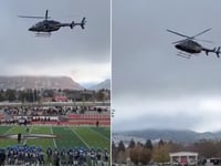 Helicopter football drop ahead of Utah state championship game goes viral