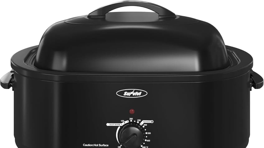 This roaster oven with a self-basting lid on Amazon can hold up to a 22-pound turkey.