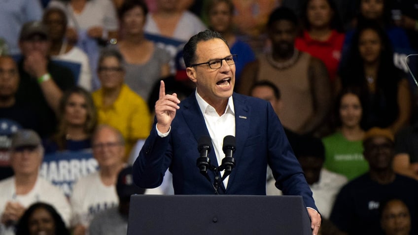 Pennsylvania Gov. Josh Shapiro speaks before Democratic presidential nominee Vice President Kamala Harris and her running mate Minnesota Gov. Tim Walz during a campaign event in Philadelphia, on Tuesday, Aug. 6, 2024.