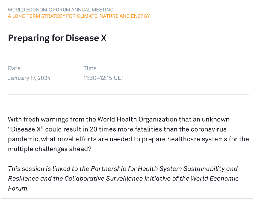 here we go wef hosts panel tomorrow for disease x