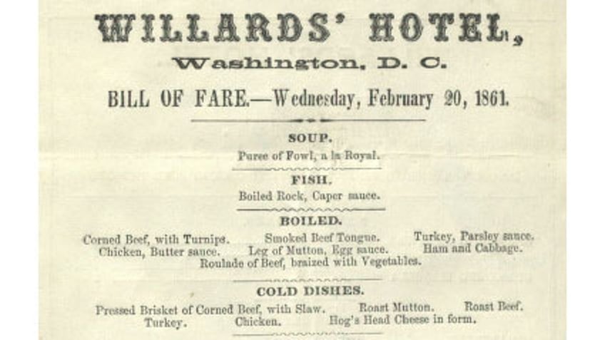 corned beef menu 1861