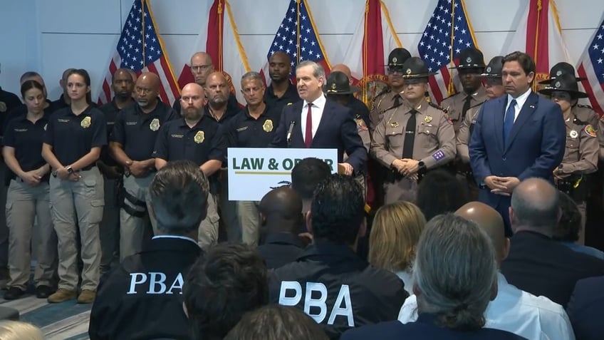 Miami Beach Mayor Steven Meiner speaking during a spring break police crackdown