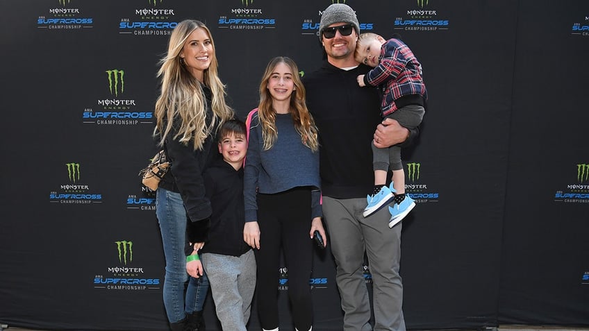 Christina Hall and Josh Hall with Christina's three children