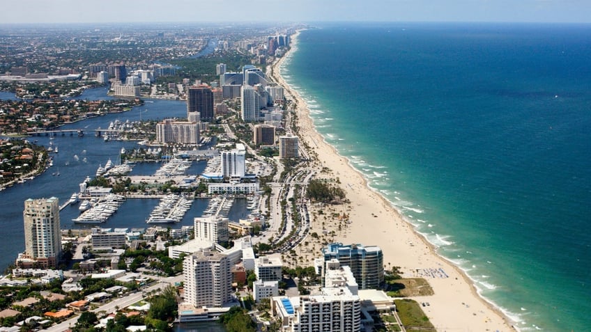 An aerial view of the Fort Lauderdale coast