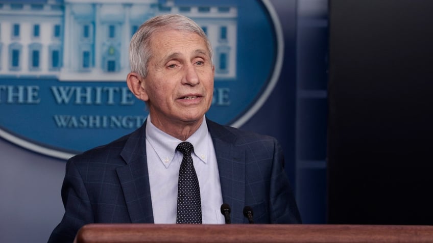 Dr. Anthony Fauci speaks in the White House press briefing room