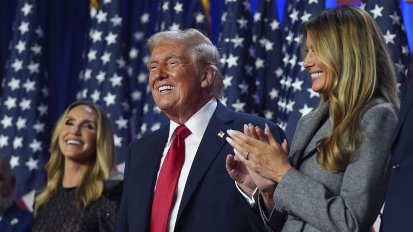 President-elect Donald Trump smiles after his 2024 victory from a victory party at Mar-a-Lago in Palm Beach, Florida.