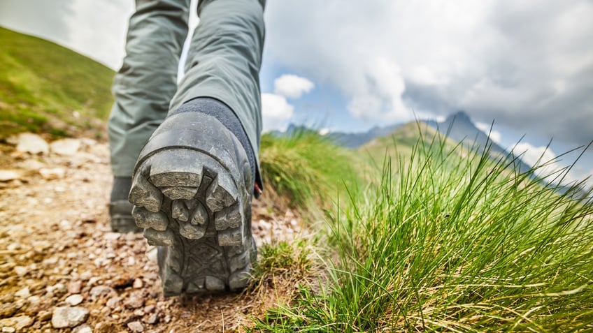 Close-up hiker boots