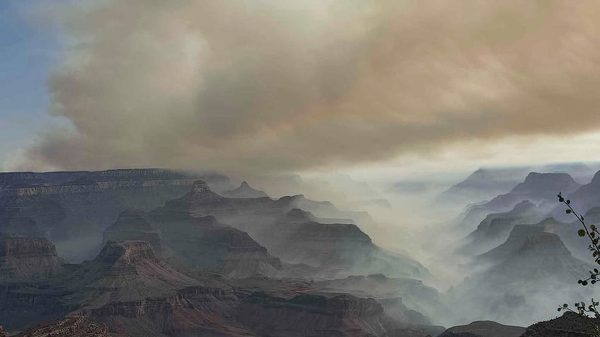 view of fires over the Grand Canyon