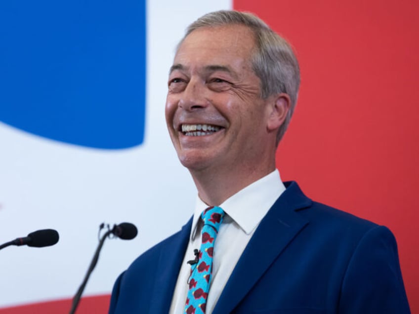 LONDON, UNITED KINGDOM - 2024/06/10: Leader of Reform UK Nigel Farage speaks during the pa