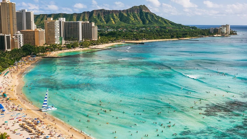 Ala Moana Beach Magic Island, a very beautiful beach.