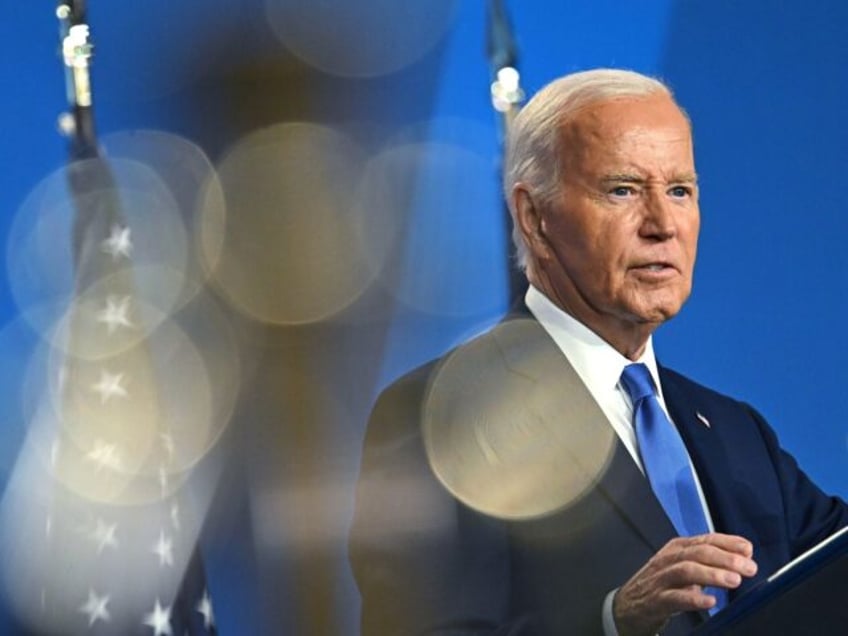 US President Joe Biden at a news conference during the NATO Summit in Washington, DC, US,