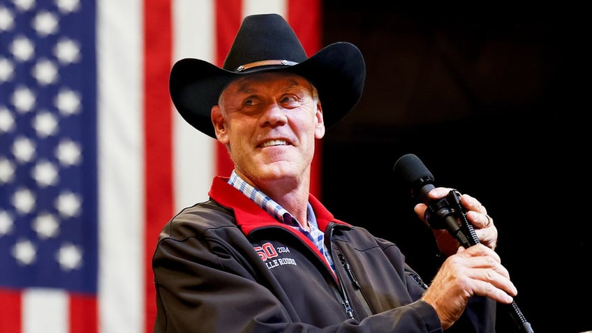 U.S. Rep. Ryan Zinke (R-MT) speaks at Montana State University on Aug. 9, 2024 in Bozeman, Montana.