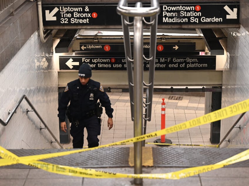 Security measures are taken after a man reportedly burned and set on fire at Penn Station