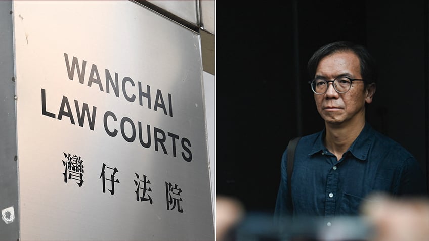 District court in Hong Kong and journalist Chung Pui-Kuen split image