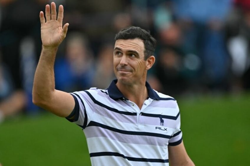 US golfer Billy Horschel celebrates after holing an eagle putt to win the PGA Championship