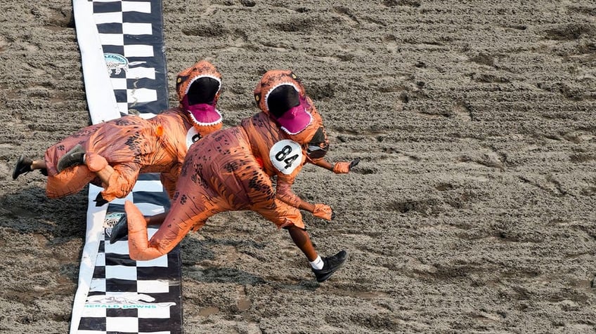 horse race track in washington turns prehistoric as 200 t rexes race to the finish line