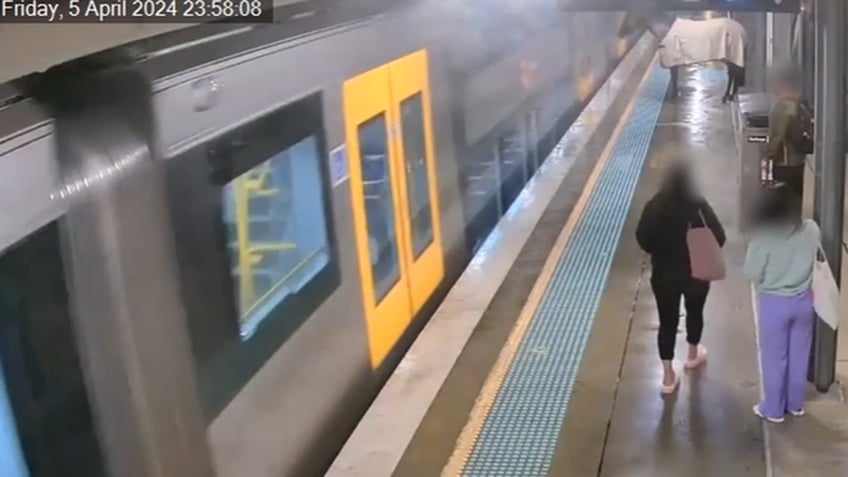 Horse on train platform as train rolls in