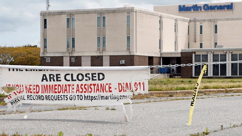 The vacant Martin County General Hospital sits abandoned behind a chain since being closed since being closed in August of 2023 in Williamston, North Carolina