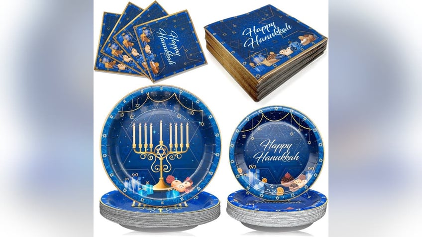 Serve your family meals on these Hanukkah plates. 