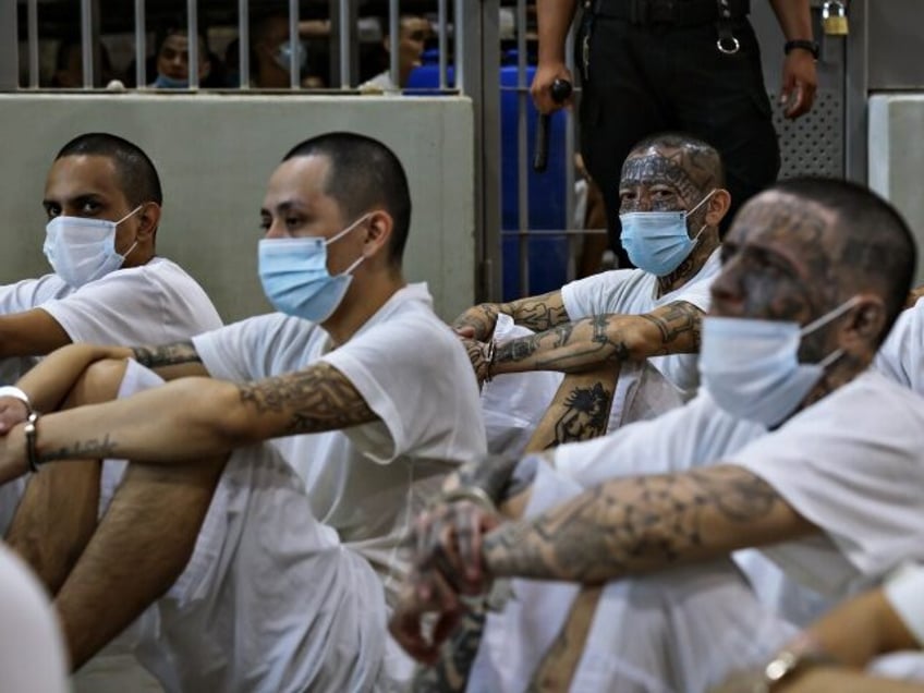 SAN VICENTE, EL SALVADOR - APRIL 04: Gang members seen in a cell at the Terrorism Confinem
