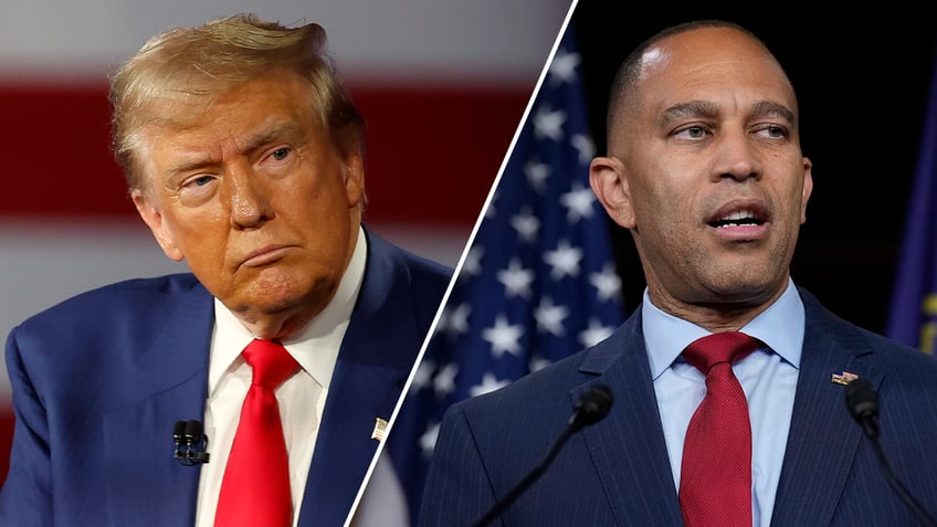 President Donald Trump and House Minority Leader Hakeem Jeffries