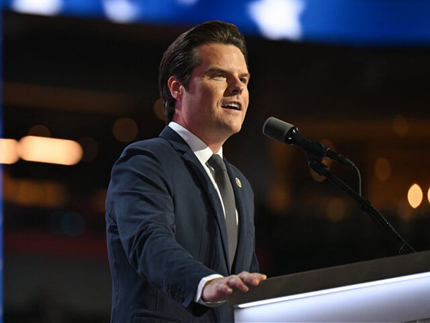 US Representative from Florida Matt Gaetz speaks during the third day of the 2024 Republic