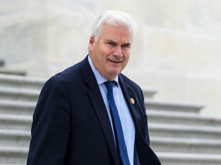 UNITED STATES - APRIL 16: Rep. Tom Emmer, R-Minn., walks down the House steps after the last vote of the week in the Capitol on Friday, April 16, 2021. (Photo By Bill Clark/CQ-Roll Call, Inc via Getty Images)