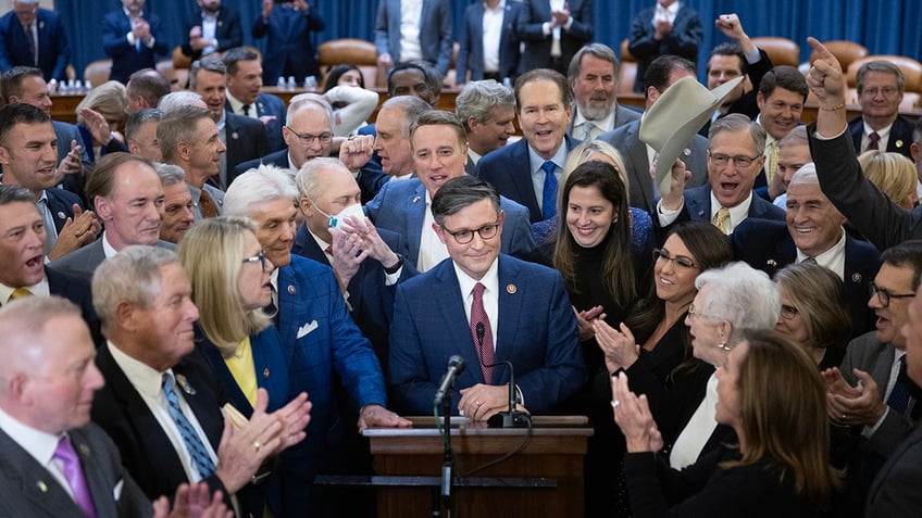 house republicans jeer reporter tell her to shut up and go away during mike johnson presser