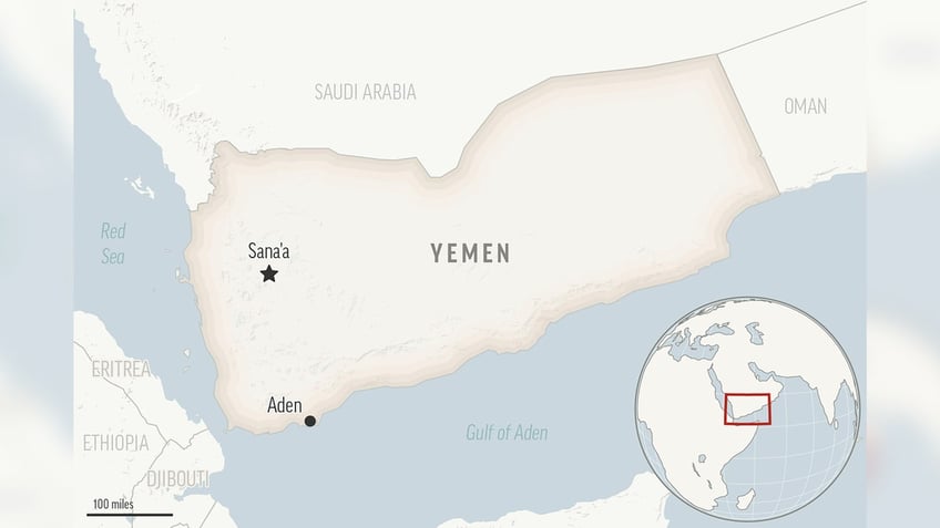 This is a locator map for Yemen with its capital, Sanaa.