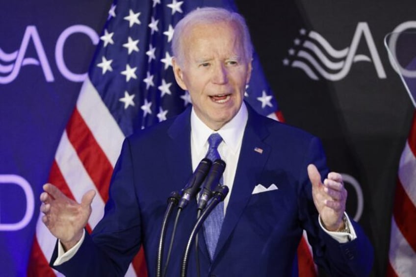 US President Joe Biden speaks during a conference in Chicago, Illinois on April 15, 2025