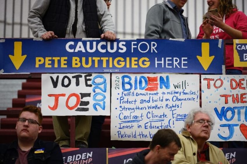 Caucus goers wait to be counted at their precinct at Abraham Lincoln High School in Des Moines, Iowa, on February 3, 2020