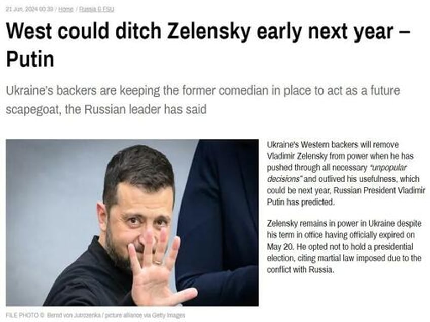 how likely is it that the us replaces zelensky in the first half of next year