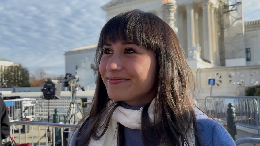 Detransitioner and activist Chloe Cole outside the Supreme Court building during oral arguments in the Skrmetti vs. U.S. case on Dec. 4, 2024. 