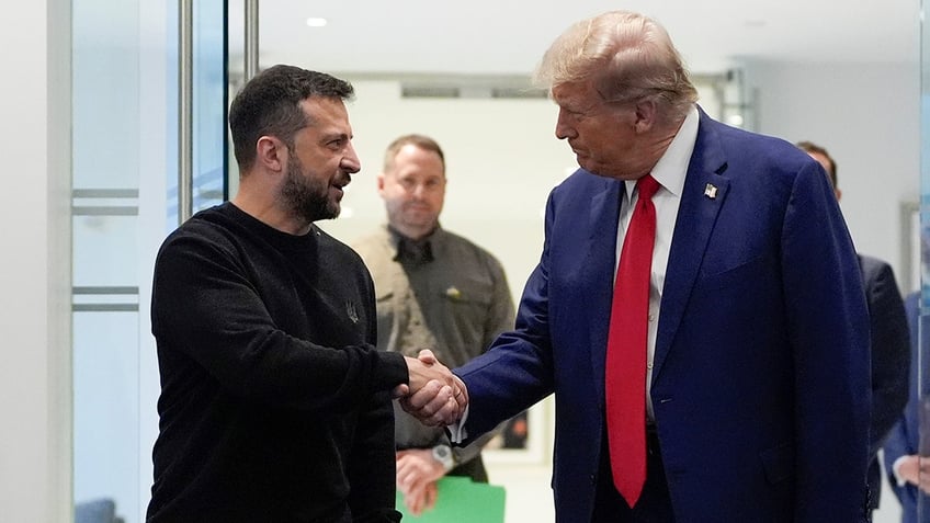 Then Republican presidential nominee former President Donald Trump meets with Ukraine's President Volodymyr Zelenskyy at Trump Tower, Friday, Sept. 27, 2024, in New York