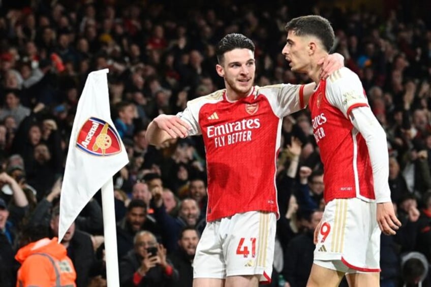 Kai Havertz (right)and Declan Rice (left ) were on target in Arsenal's 2-1 win over Brentf