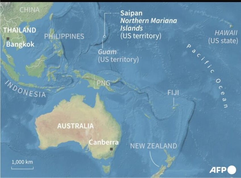 Map locating Saipan in northern Mariana Islands, a US territory in the Pacific, where Wiki