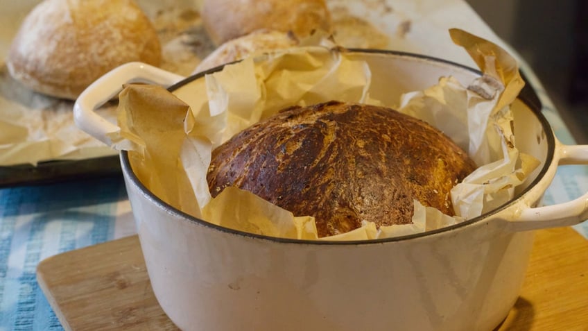 Artisan bread in a Dutch oven