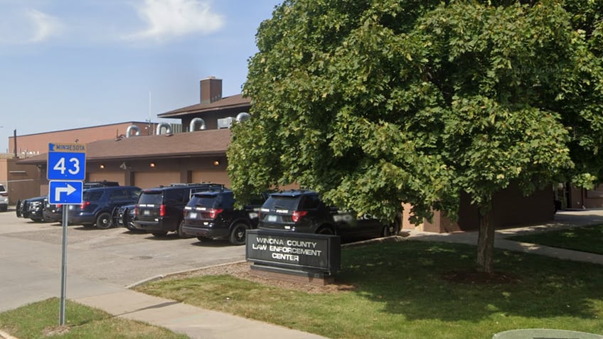 Police department parking lot in Minnesota 