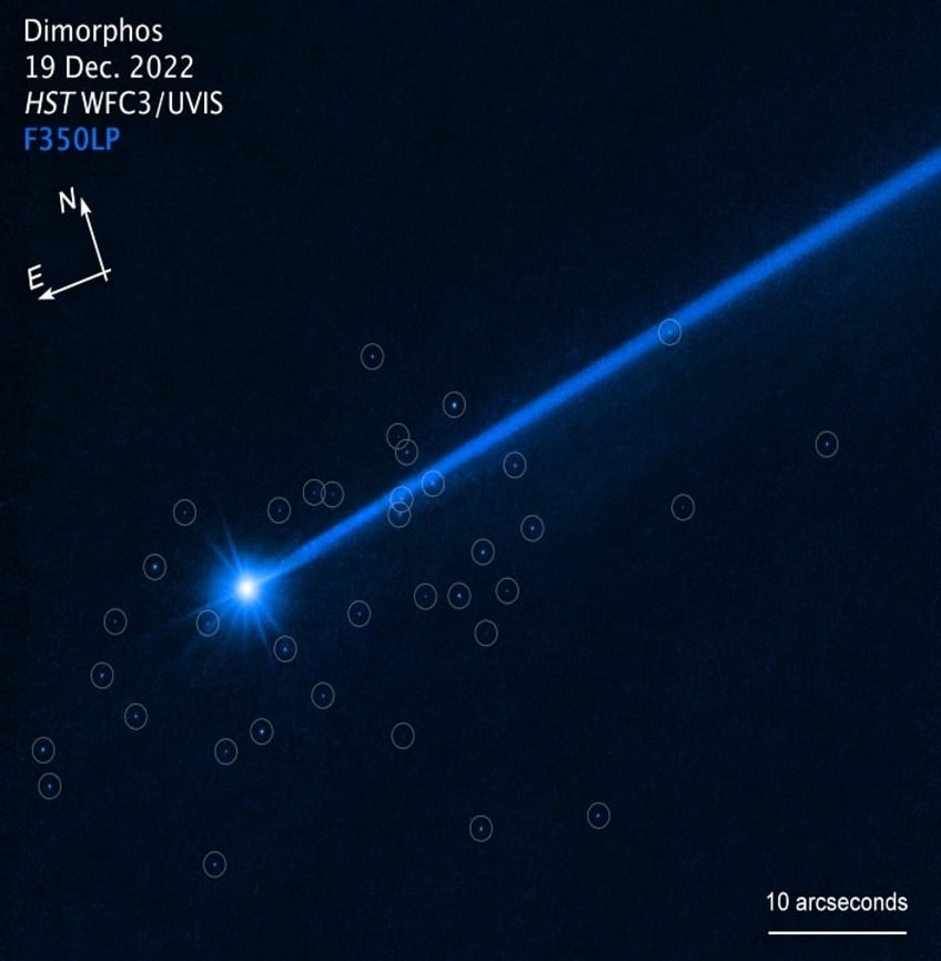 hubble space telescope finds boulders potentially shaken off asteroid following dart experiment