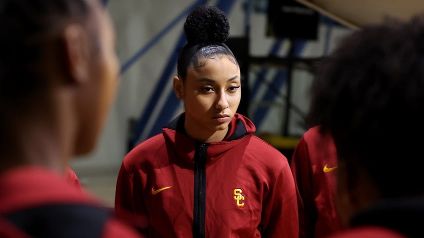 USC women's basketball player Juju Watkins before a recent game at Cal St. Long Beach in Long Beach, California, on Dec. 21, 2023.