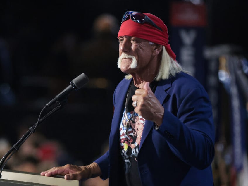 MILWAUKEE, WISCONSIN - JULY 18: Professional entertainer and wrestler Hulk Hogan speaks on