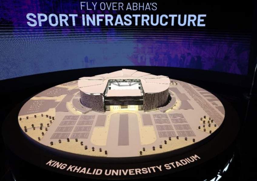 An artist's illustration of King Khalid University stadium in Abha in Saudi Arabia, one of