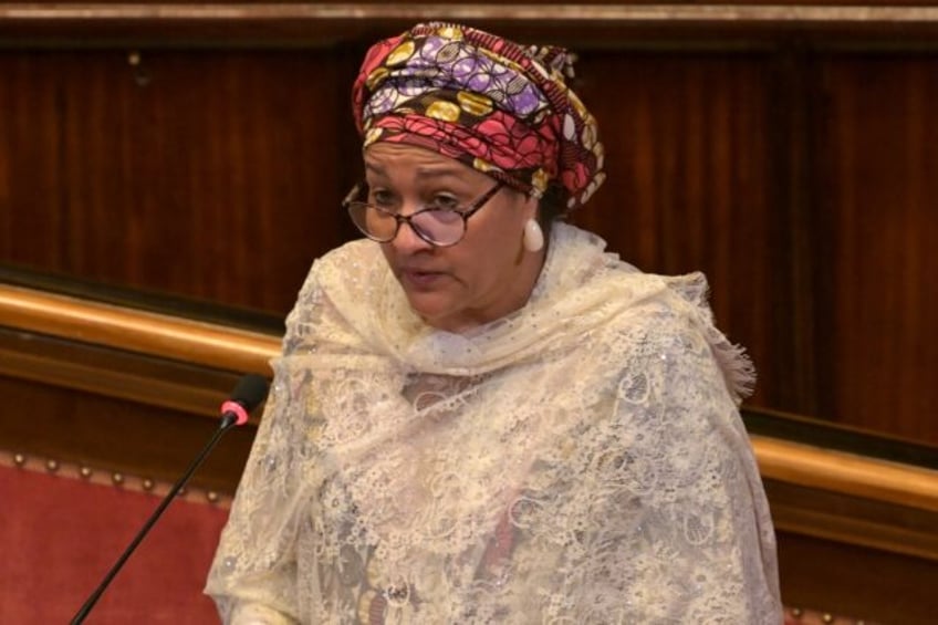 Deputy Secretary-General of the United Nations Amina Mohammed delivers a speech in Rome in