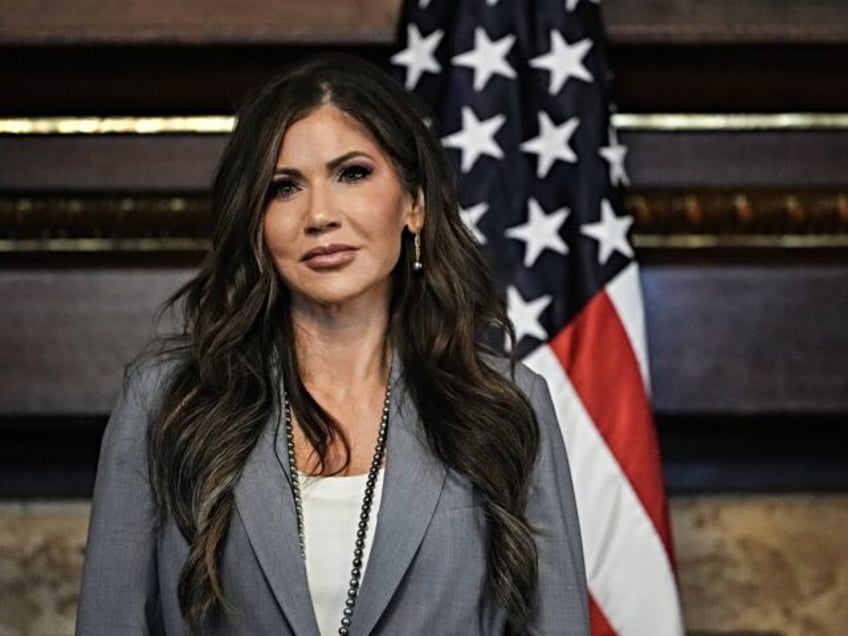 Kristi Noem, secretary of the US Department of Homeland Security (DHS), during a meeting w