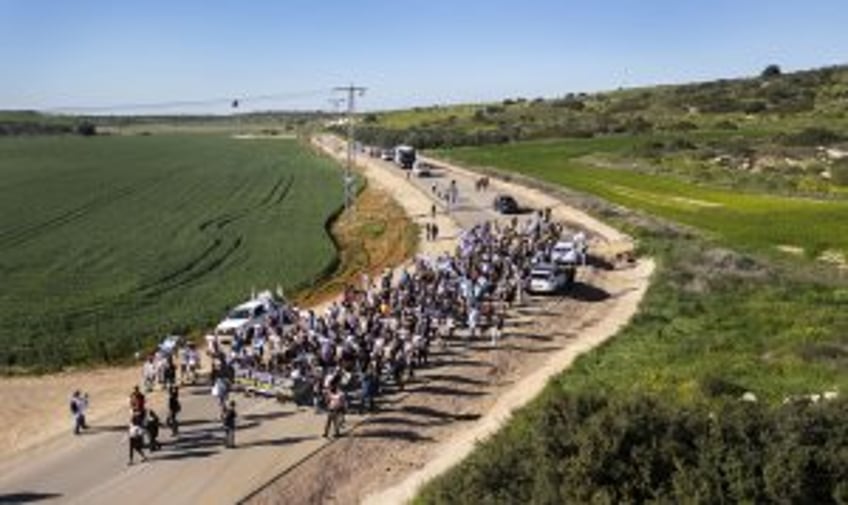 Hundreds march across Israel to call attention to hostages held by Hamas