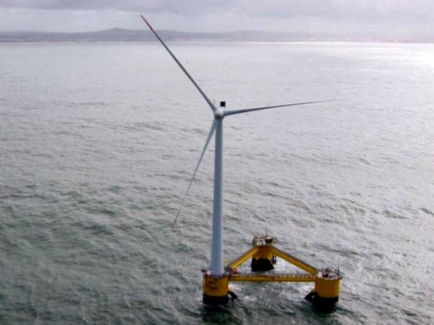 A picture taken on March 5, 2014 off the coast of Agucadoura, near Porto, shows a 'Windflo