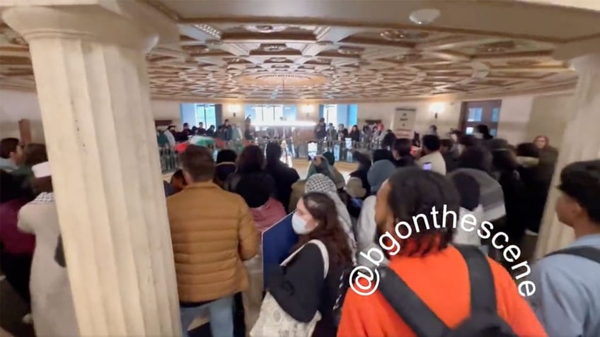 hundreds of pro palestinian protesters storm university of michigan administrative building