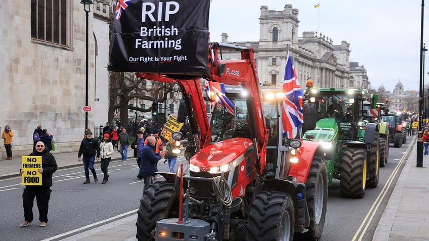 tractors in London streets during demonstration