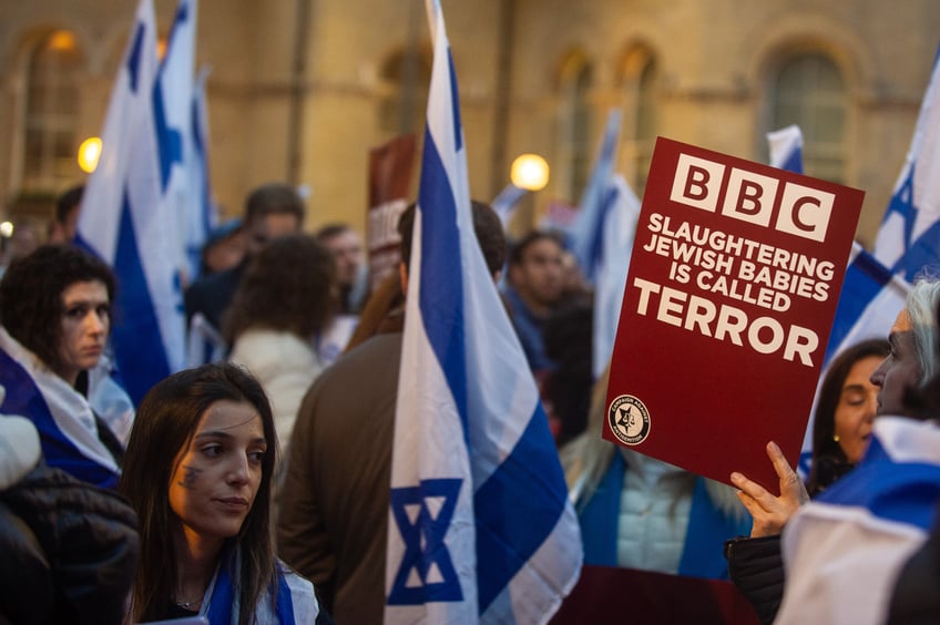 hundreds protest outside bbc headquarters over broadcasters refusal to call hamas terrorists