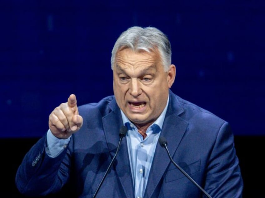 MADRID, SPAIN - FEBRUARY 08: Hungary's Prime Minister Viktor Orban speaks during the Patri